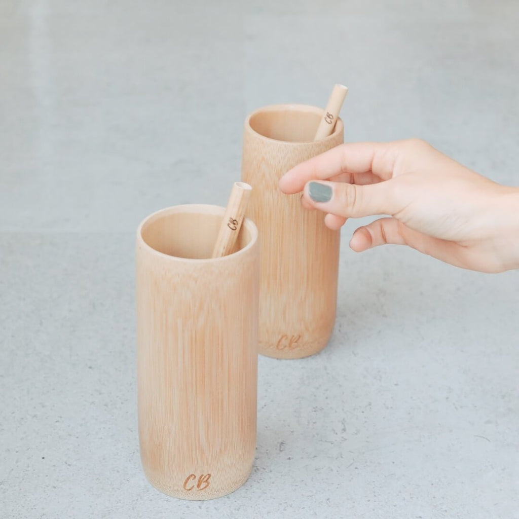Bamboo cup with straw – Large –